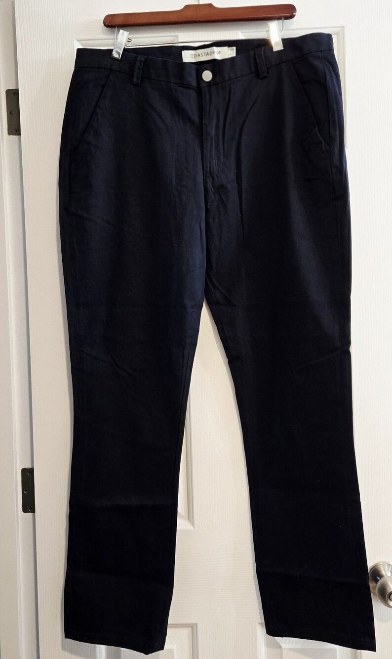 New Coastaoro Rider Chino Pants Mens 34x30.75 Navy Blue Straight Leg